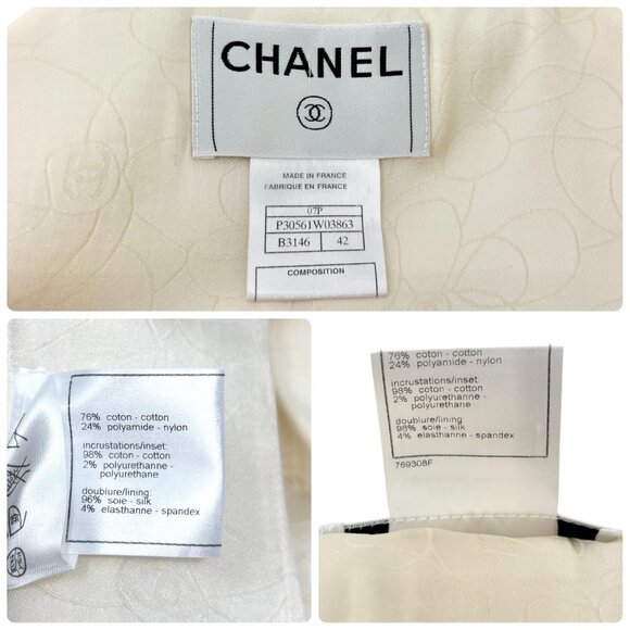 CHANEL Vintage 07P CC Logo Tweed Long Jacket Trim Denim #42 Blue White [106101] - Picture 14 of 14